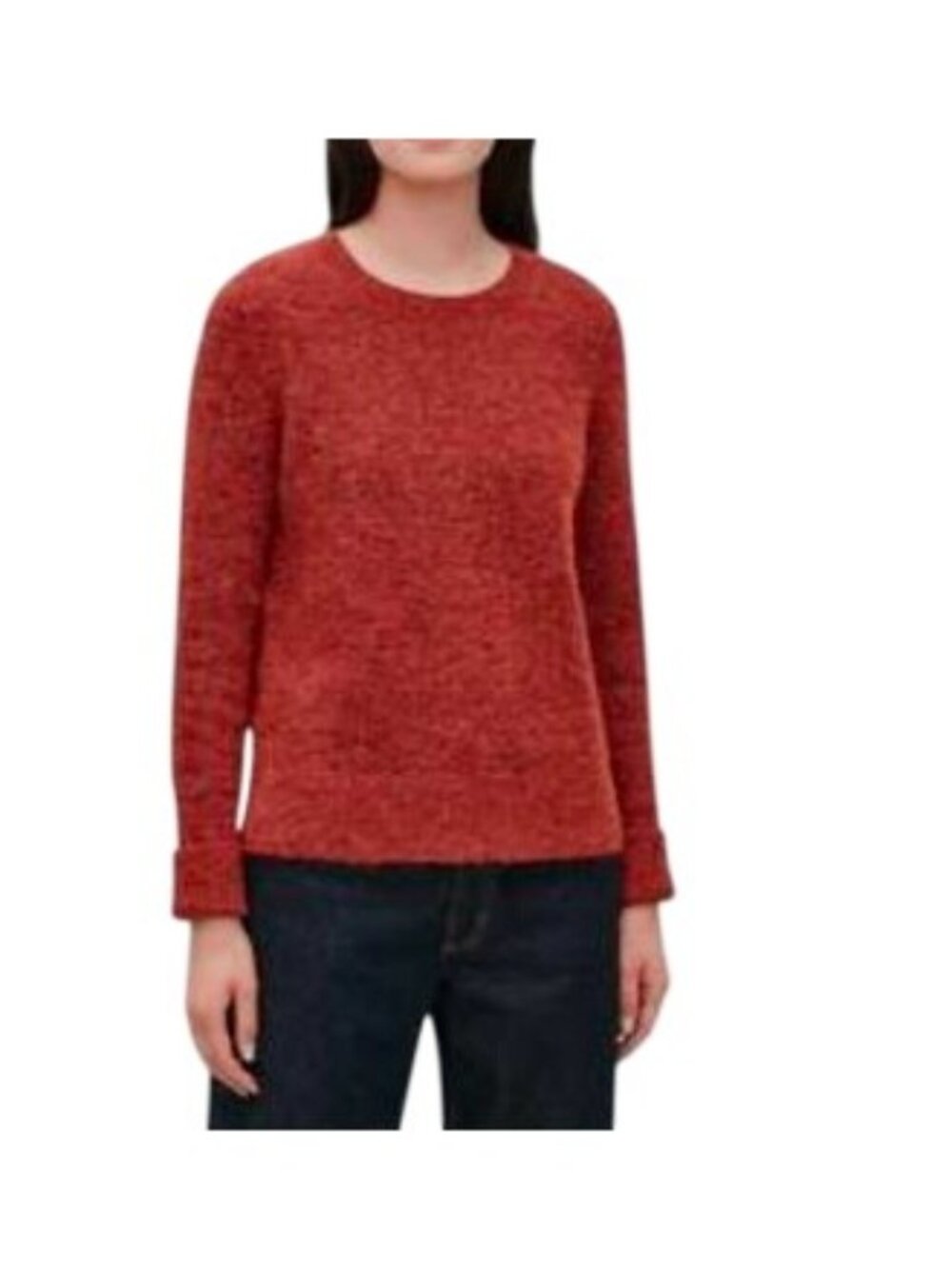 COS Women's Size XS Red-Orange Crewneck Alpaca & Wool Blend Sweater Pullover
